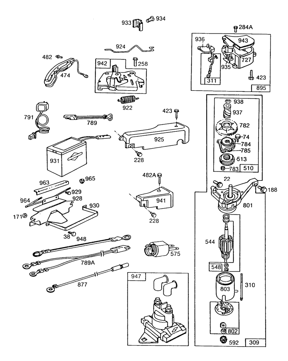 Electric Starter,electrical Diagram and Parts List for 110902-1114-XX  Briggs and Stratton Engine